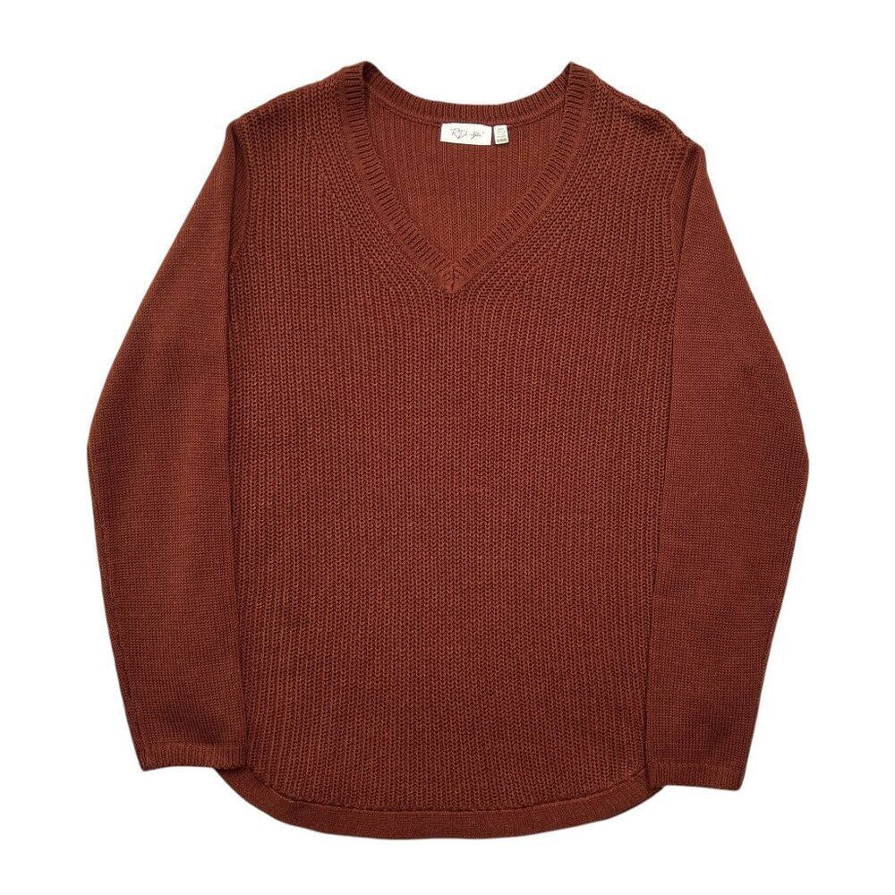 RD Style Women's Size XL Josslyn Rust Orange V-Neck‎ Long Sleeve Sweater